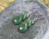 Twist Earrings carved from Hapopo Pounamu - NZ Greenstone