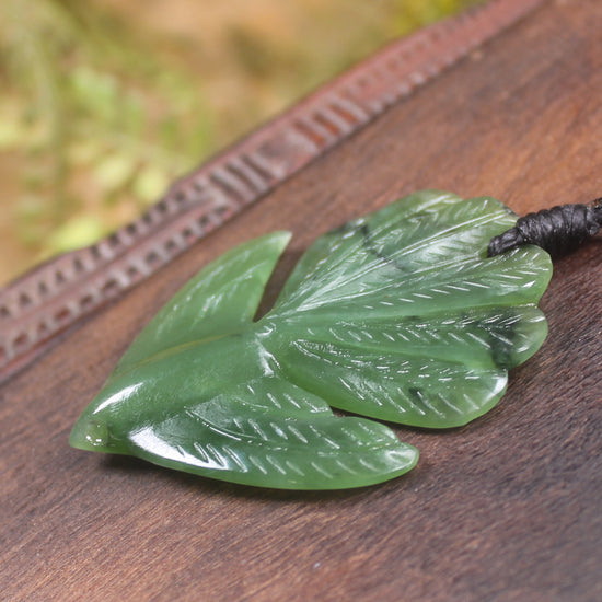 Pīwakawaka or Fantail Bird Pendant carved from Hapopo Pounamu - NZ Greenstone