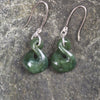 Twist Earrings carved from Kawakawa Pounamu - NZ Greenstone