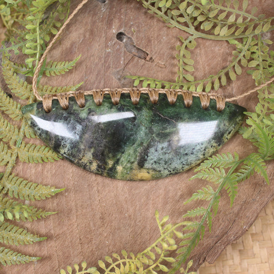 Breastplate or Shield carved from Flower Jade Pounamu - NZ Greenstone