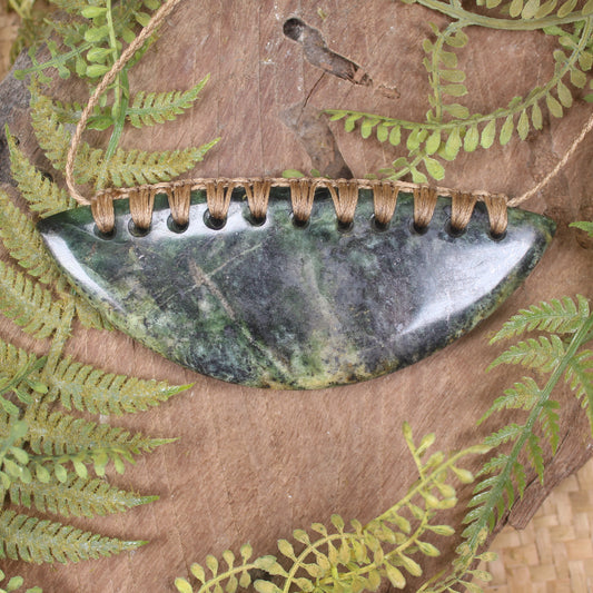 Breastplate or Shield carved from Flower Jade Pounamu - NZ Greenstone