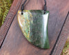NZ Greenstone Medium Niho Taniwha Tooth Pendant (BM646) Flower Jade Pounamu