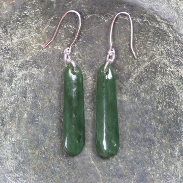 Roimata or Teardrop earrings carved from Kawakawa Pounamu - NZ Greenstone