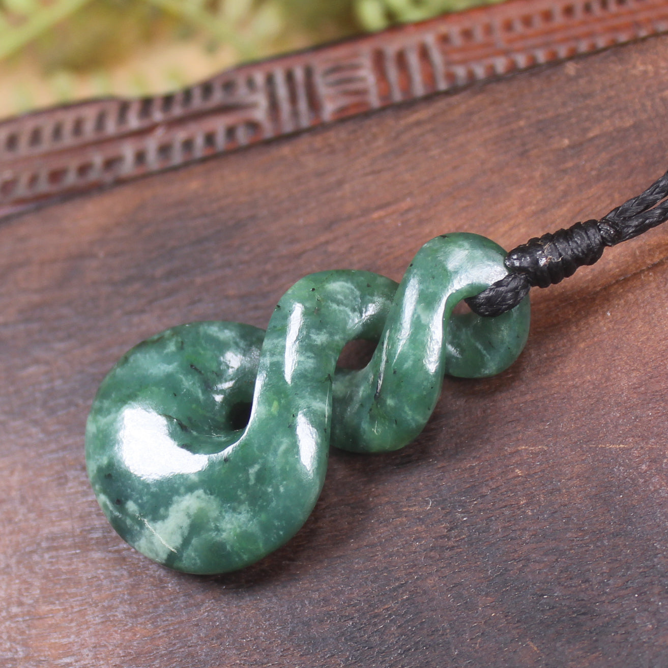 Twist carved from Kawakawa Pounamu - NZ Greenstone