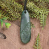Roimata or Teardrop with Koru carved from Kawakawa Pounamu - NZ Greenstone