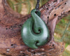Koru Twist carved from Kawakawa Pounamu - NZ Greenstone