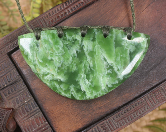Breastplate or Shield carved from Flower Jade Pounamu - NZ Greenstone