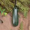 Roimata or Teardrop with Koru carved from Kawakawa Pounamu - NZ Greenstone