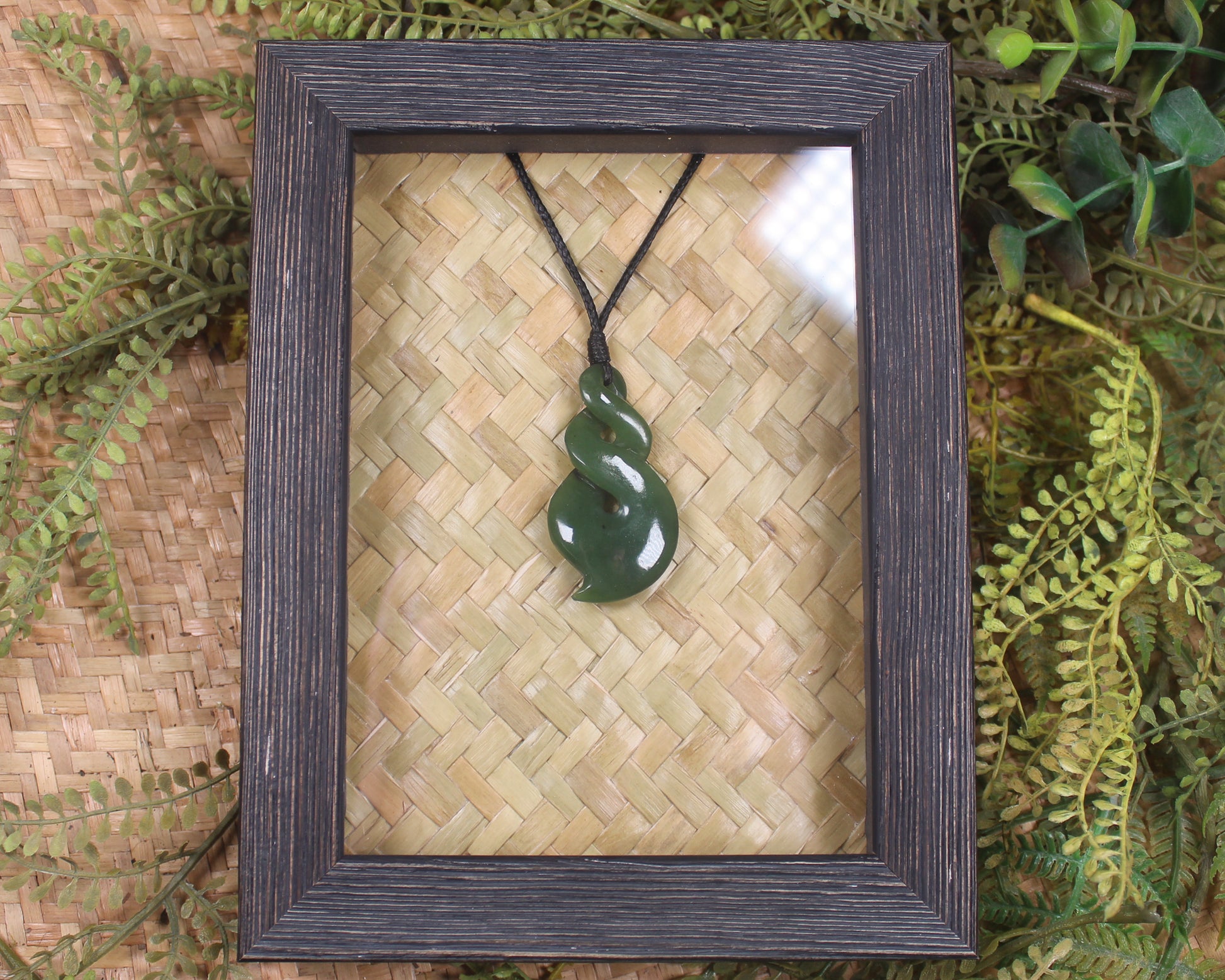 Framed Hapopo Pounamu Twist Pendant - NZ Greenstone
