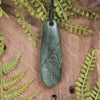 Roimata or Teardop with Koru carved from Kawakawa Pounamu - NZ Greenstone