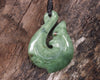Hei Matau or Fish Hook carved from Kawakawa Pounamu - NZ Greenstone