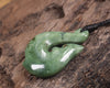 Hei Matau or Fish Hook carved from Kawakawa Pounamu - NZ Greenstone