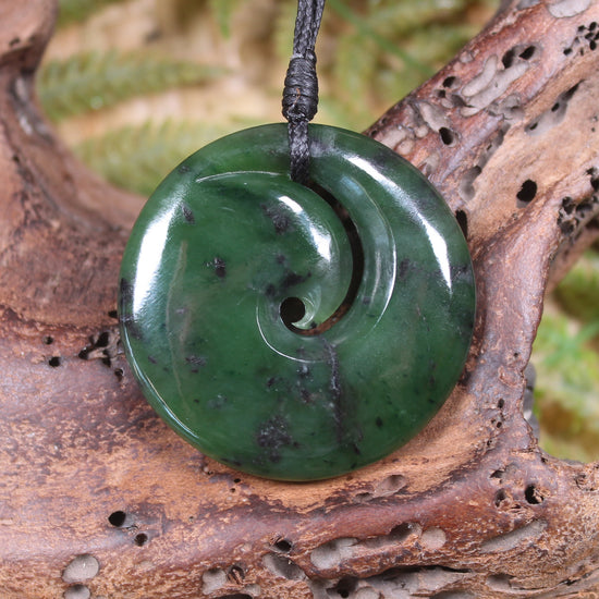 Koru carved from Rimu Pounamu - NZ Greenstone
