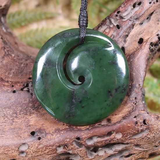 Koru carved from Rimu Pounamu - NZ Greenstone