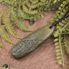 Roimata or Teardop with Koru carved from Flower Jade Pounamu - NZ Greenstone