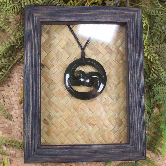 Framed Rimu Pounamu Koru Pendant - NZ Greenstone