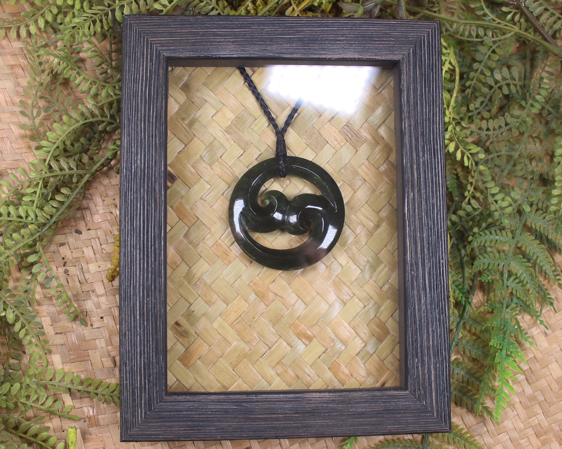 Framed Rimu Pounamu Koru Pendant - NZ Greenstone