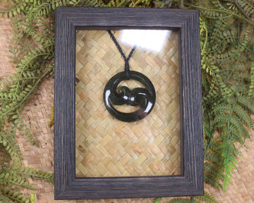 Framed Rimu Pounamu Koru Pendant - NZ Greenstone