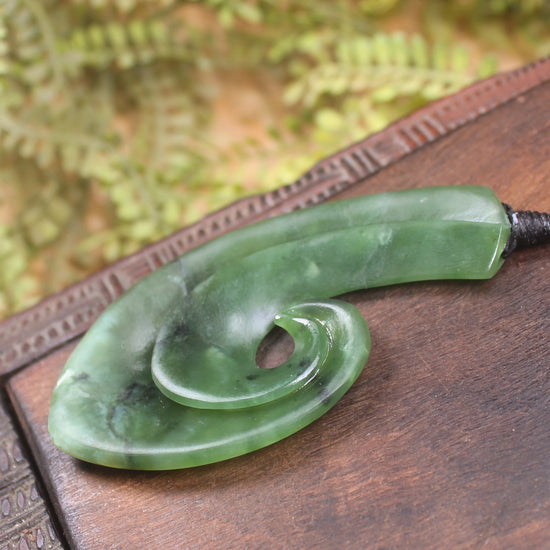Hei Matau carved from Hapopo Pounamu - NZ Greenstone
