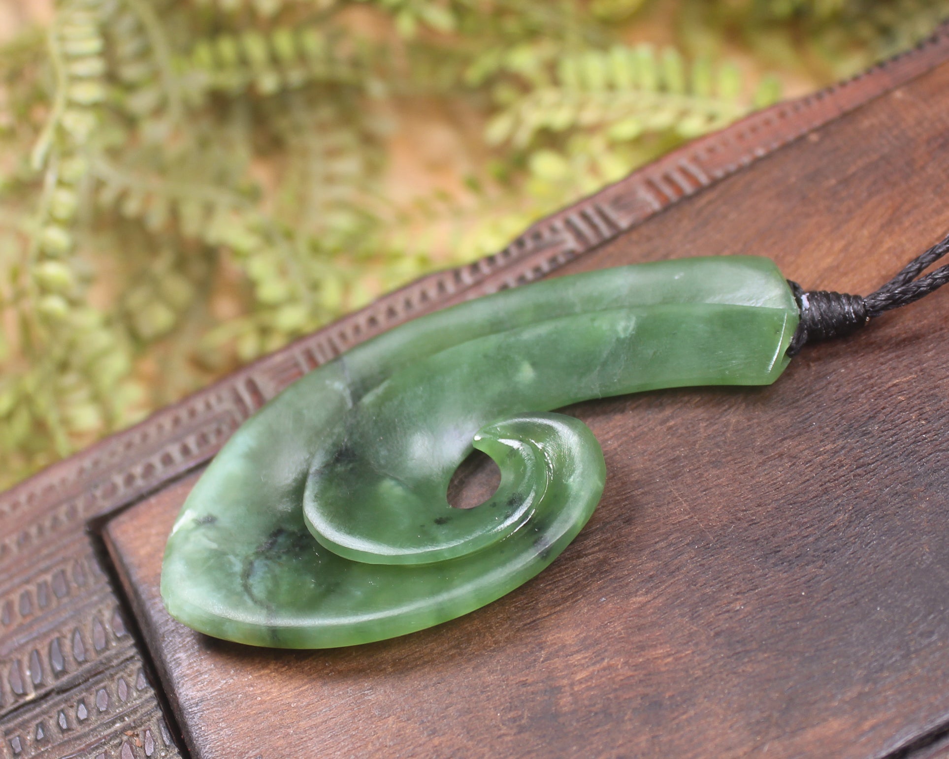 Hei Matau carved from Hapopo Pounamu - NZ Greenstone