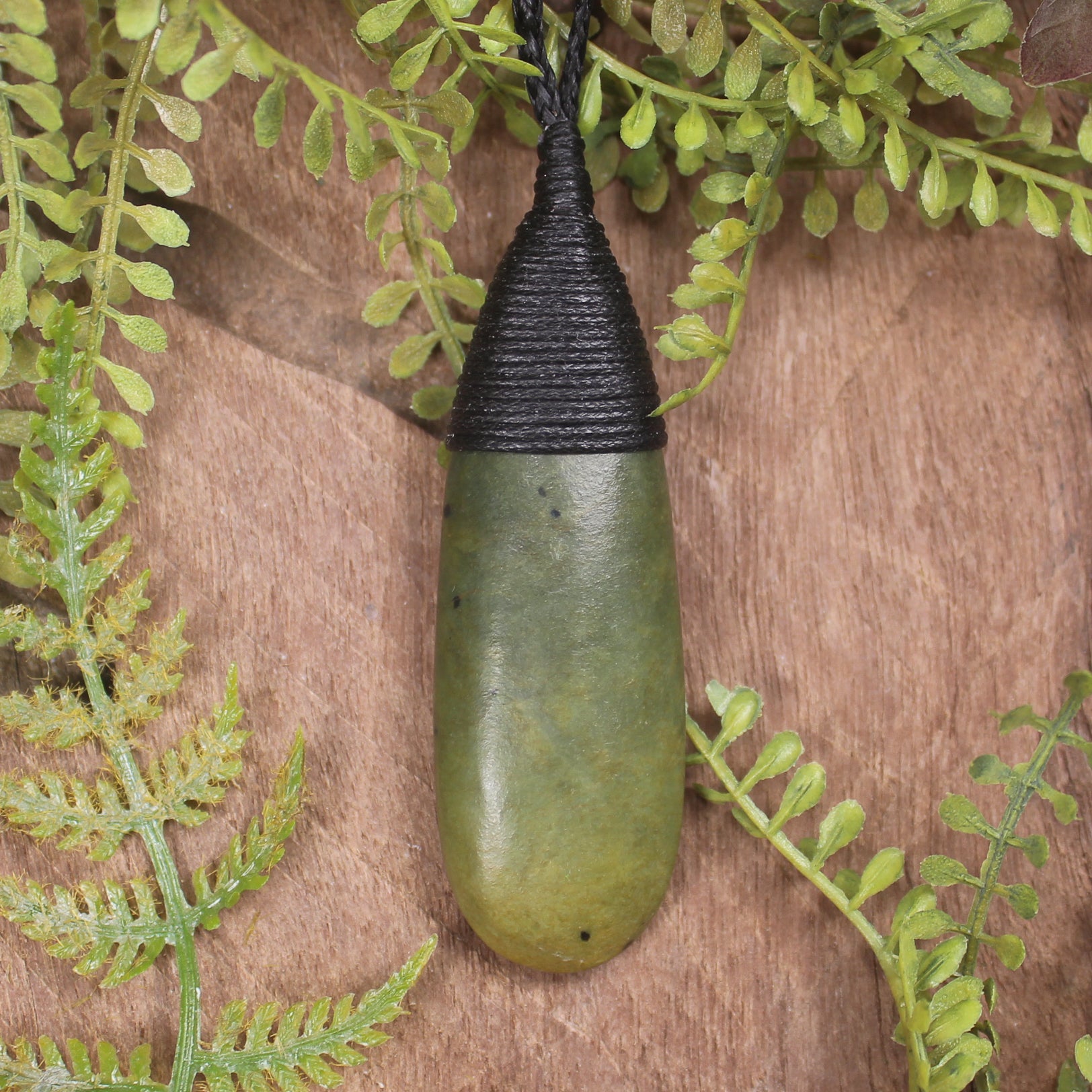 Roimata or Teardop with Koru carved from Flower Jade Pounamu - NZ Greenstone