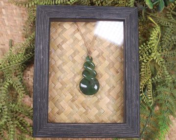 Framed Hapopo Pounamu Twist Pendant - NZ Greenstone