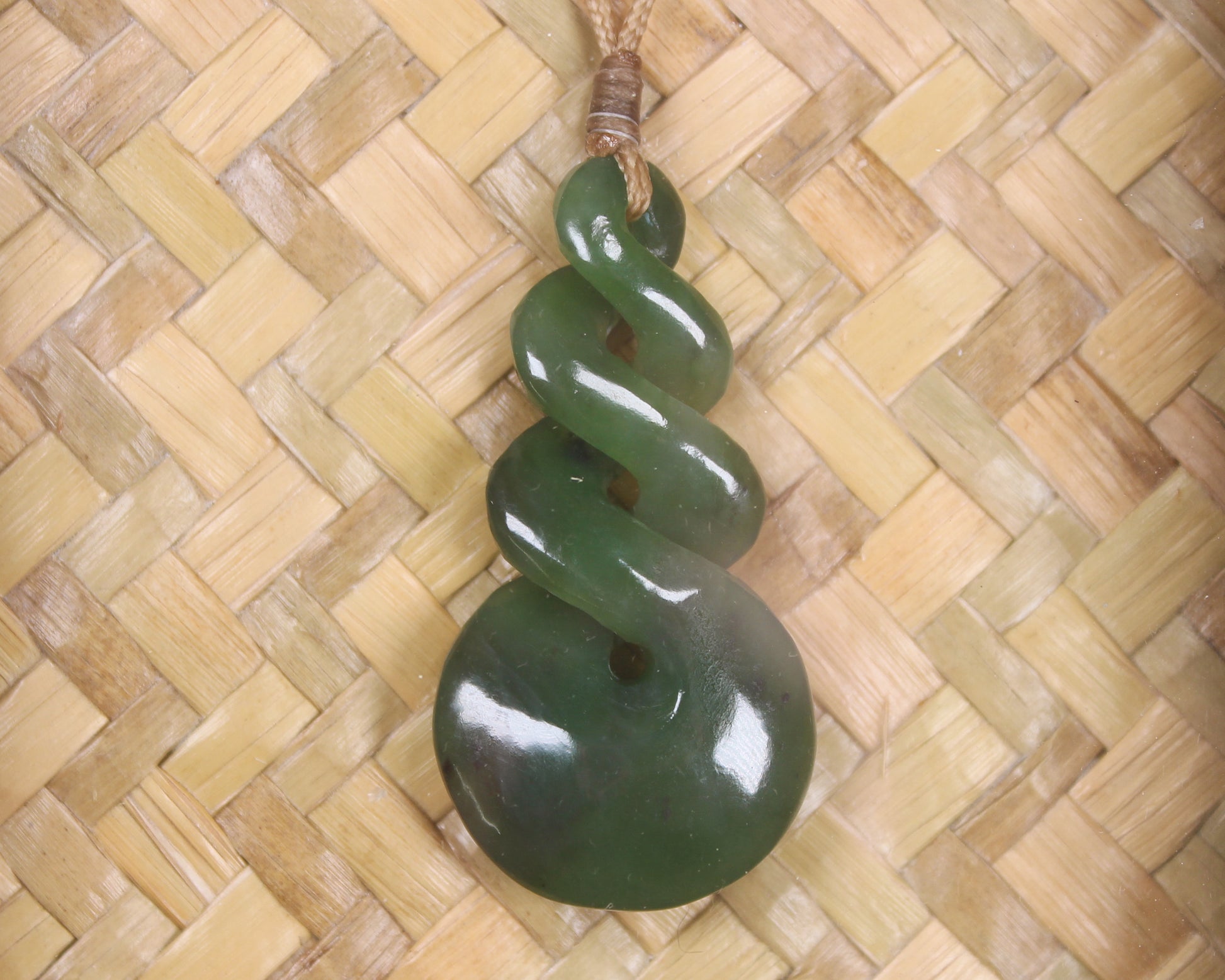 Framed Hapopo Pounamu Twist Pendant - NZ Greenstone