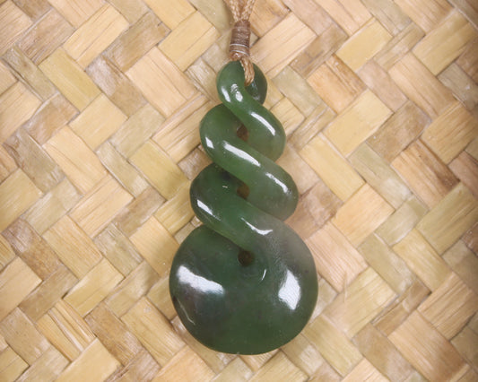 Framed Hapopo Pounamu Twist Pendant - NZ Greenstone