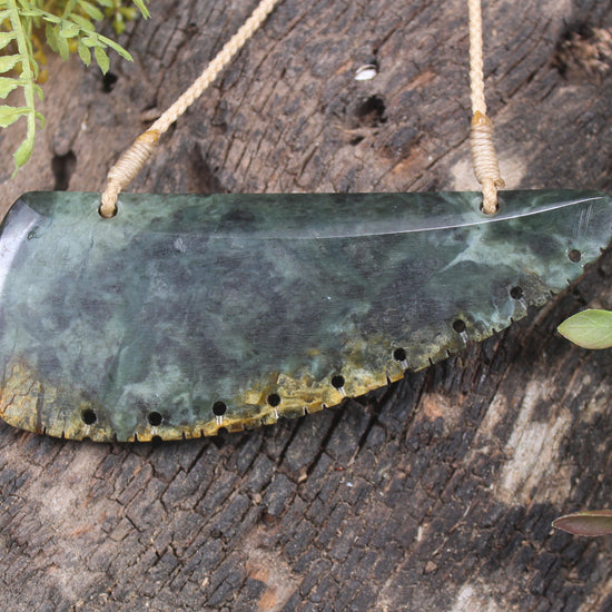 Taniwha Tooth or Niho carved from Totoweka Pounamu - NZ Greenstone