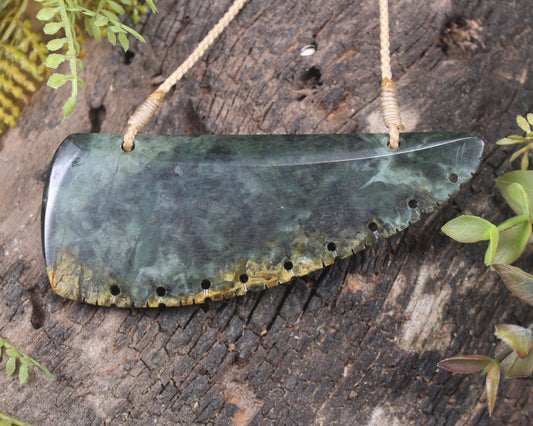 Taniwha Tooth or Niho carved from Totoweka Pounamu - NZ Greenstone