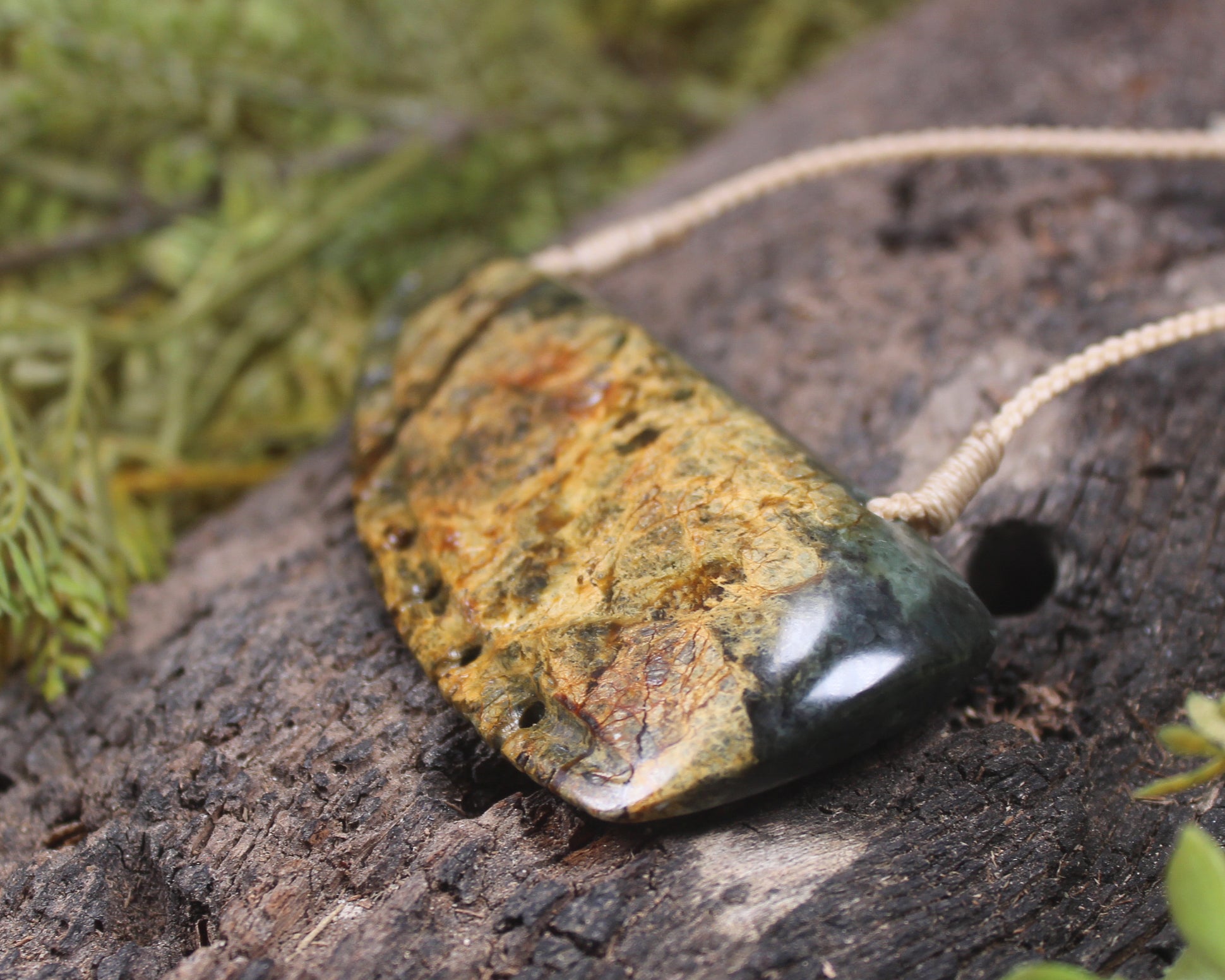 Taniwha Tooth or Niho carved from Totoweka Pounamu - NZ Greenstone