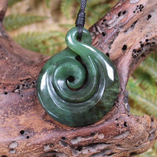 Koru Twist carved from Rimu Pounamu - NZ Greenstone