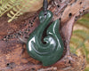Hei Matau or Fish Hook carved from Kawakawa Pounamu - NZ Greenstone