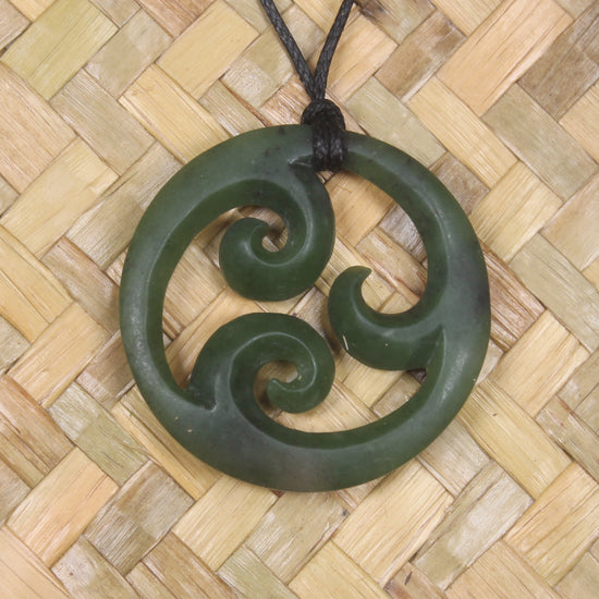 Framed Hapopo Pounamu Koru Pendant - NZ Greenstone