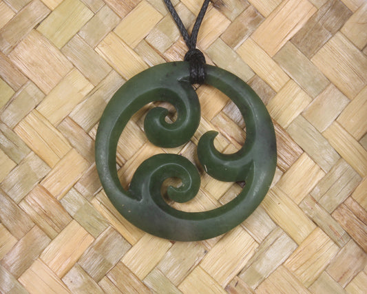 Framed Hapopo Pounamu Koru Pendant - NZ Greenstone