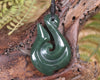 Hei Matau or Fish Hook carved from Kawakawa Pounamu - NZ Greenstone