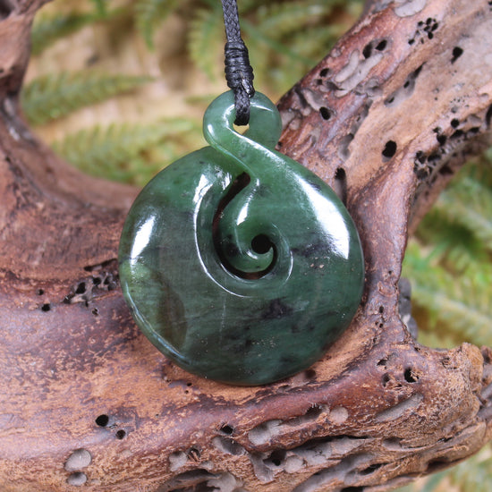 Koru Twist carved from Rimu Pounamu - NZ Greenstone
