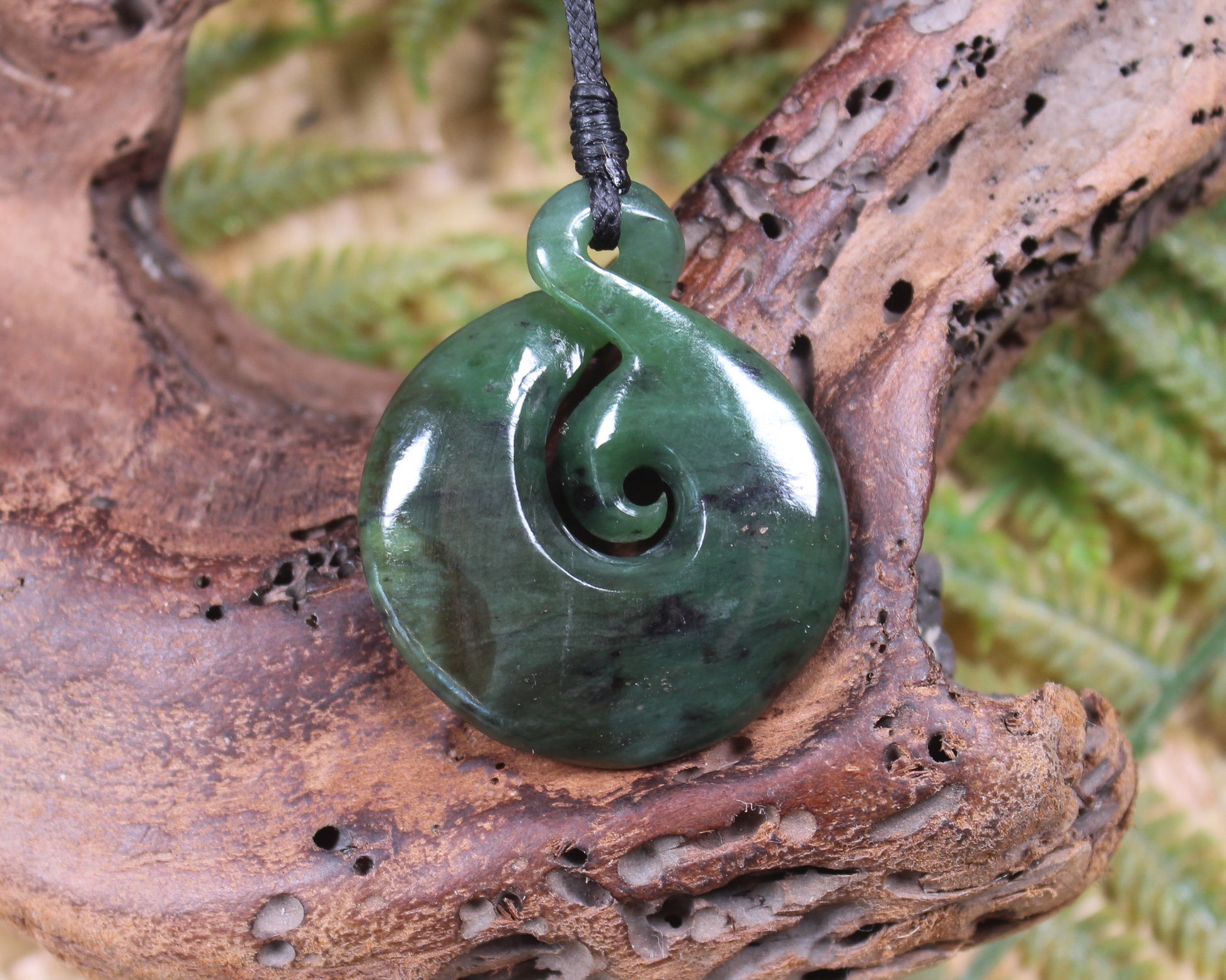 Koru Twist carved from Rimu Pounamu - NZ Greenstone