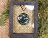 Framed Hapopo Pounamu Koru Pendant - NZ Greenstone
