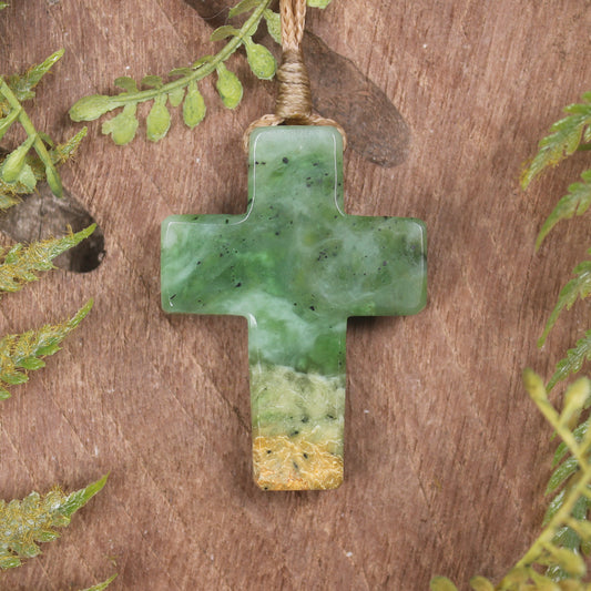NZ Greenstone Cross pendant 