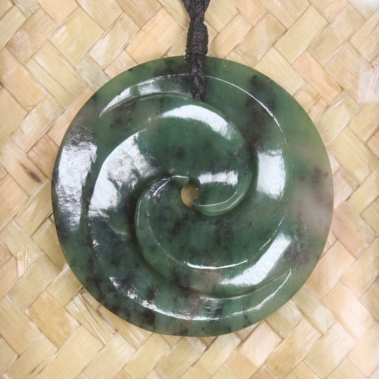Framed Hapopo Pounamu Koru Pendant - NZ Greenstone