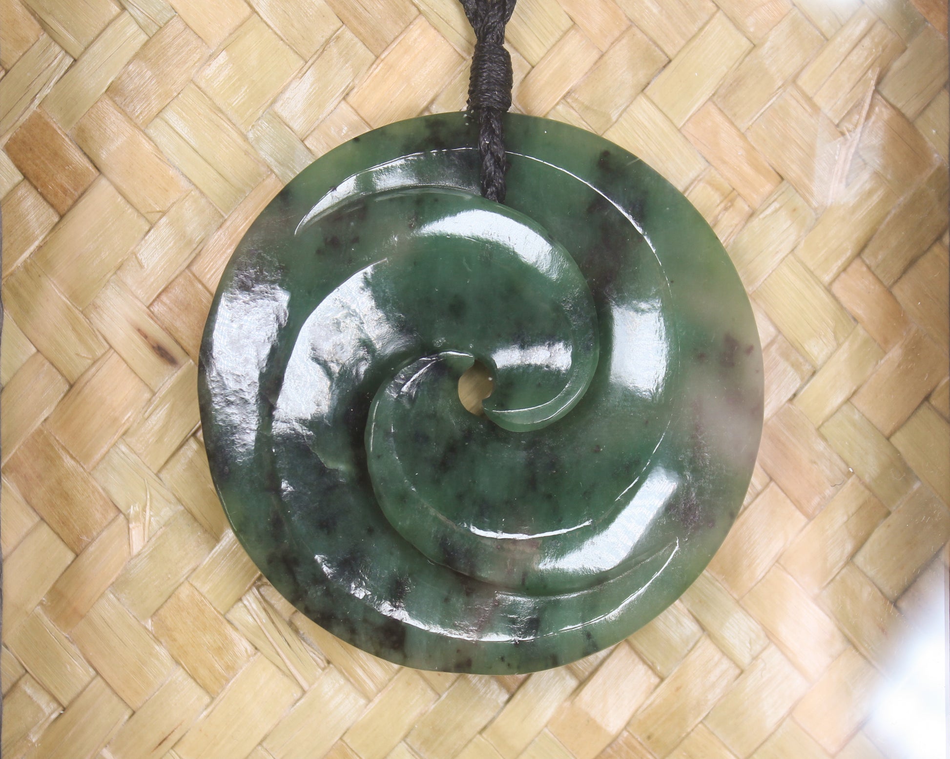 Framed Hapopo Pounamu Koru Pendant - NZ Greenstone