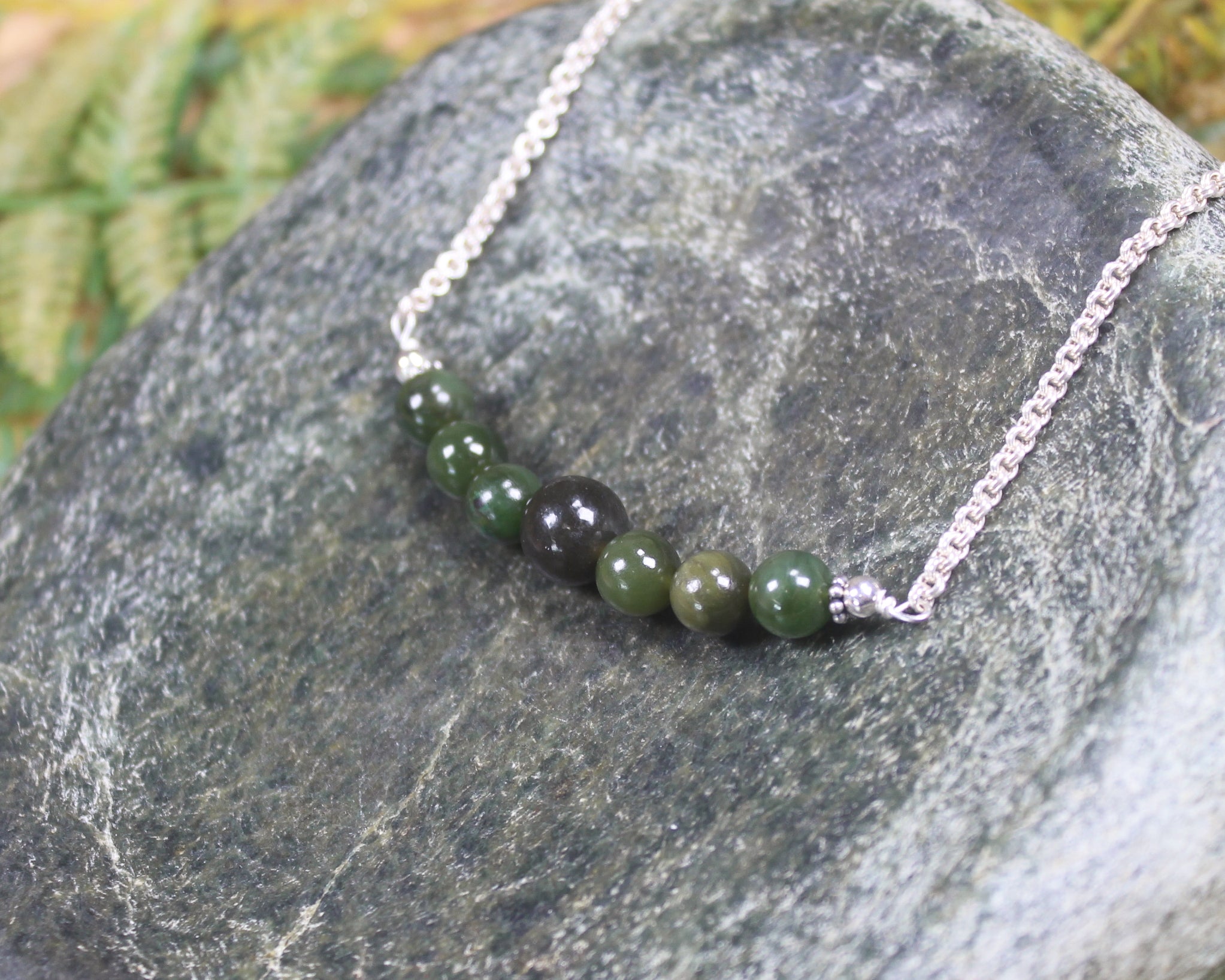 Beaded Pounamu necklace pendant - NZ Greenstone