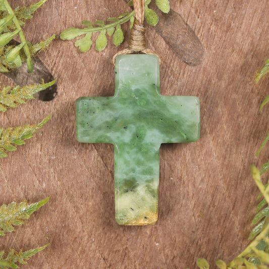 NZ Greenstone Cross pendant 