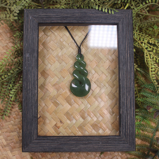 Framed Hapopo Pounamu Twist Pendant - NZ Greenstone