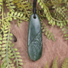 Roimata or Teardrop with Koru carved from Kawakawa Pounamu - NZ Greenstone