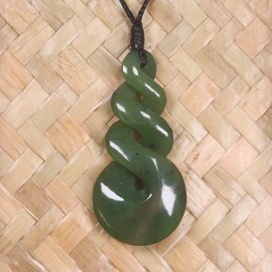 Framed Hapopo Pounamu Twist Pendant - NZ Greenstone