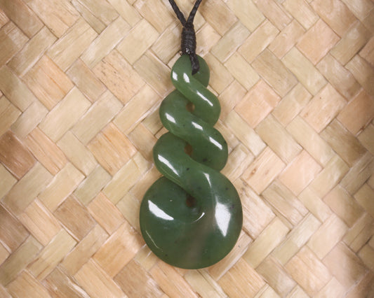 Framed Hapopo Pounamu Twist Pendant - NZ Greenstone