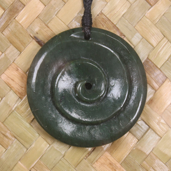 Framed Kawakawa Pounamu Koru Pendant - NZ Greenstone