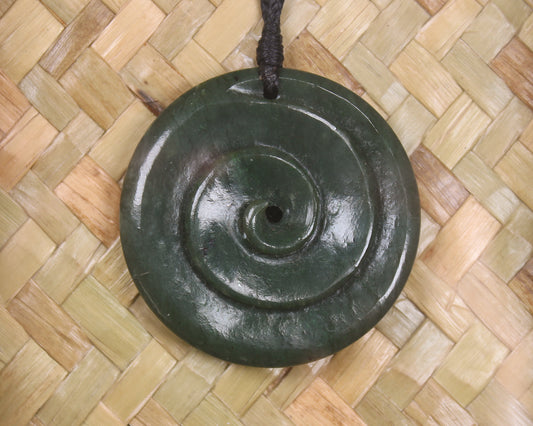 Framed Kawakawa Pounamu Koru Pendant - NZ Greenstone